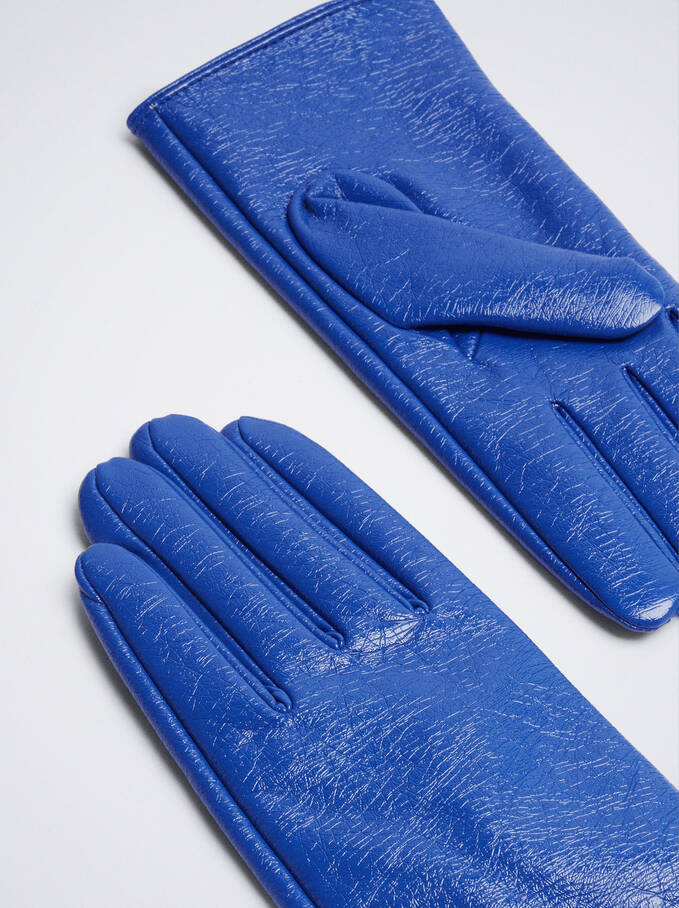 Patent Gloves, Blue, hi-res