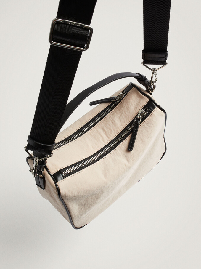 Nylon Crossbody Bag Made From Recycled Materials, Ecru, hi-res