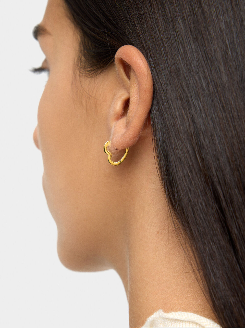 Heart single hoop earring - stainless steel