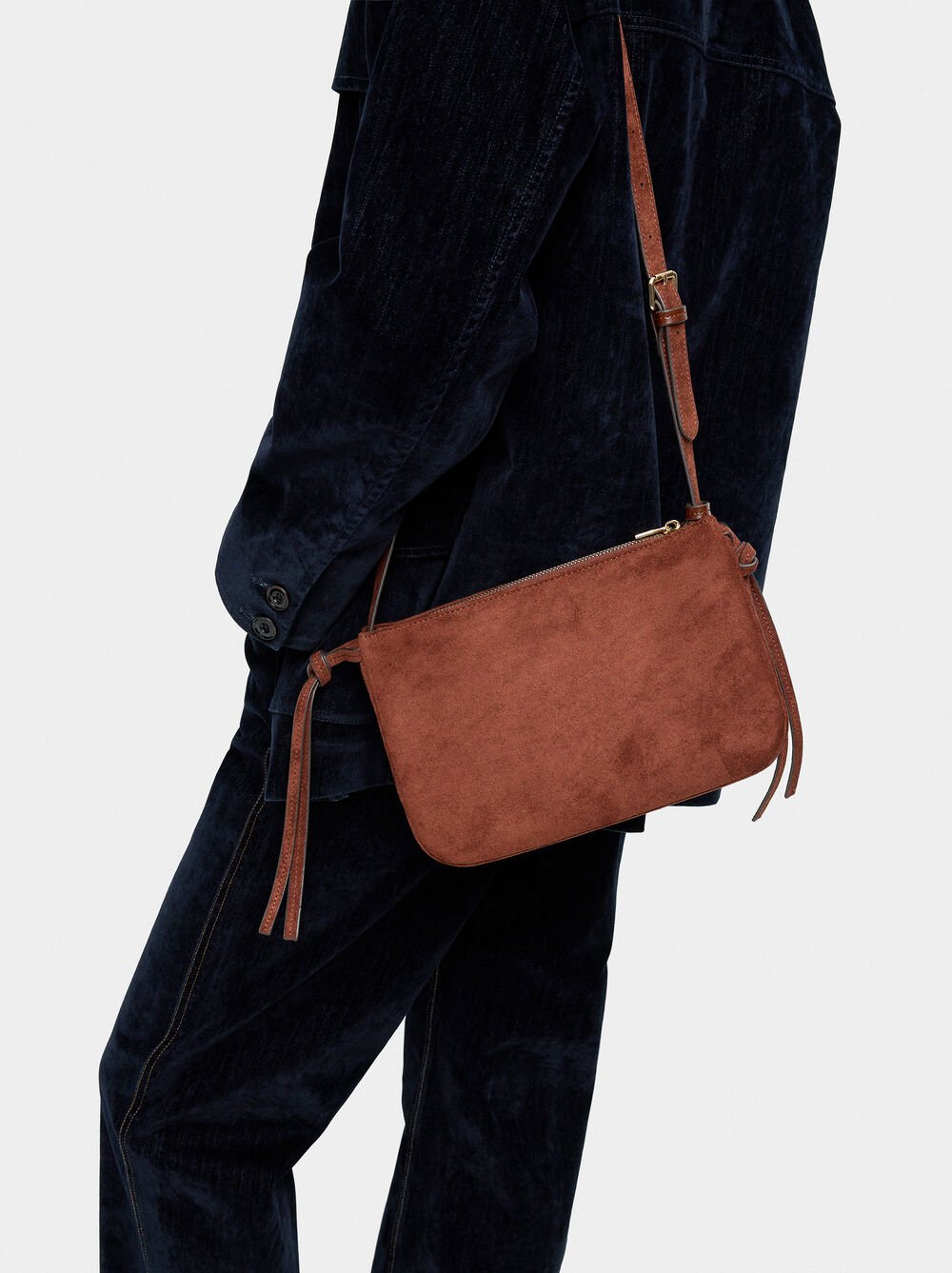 Sac bandoulière en effet suédé