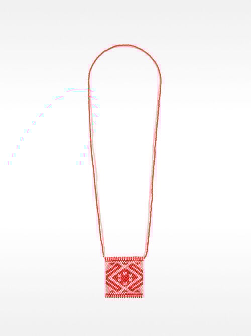 Long bead necklace with pocket