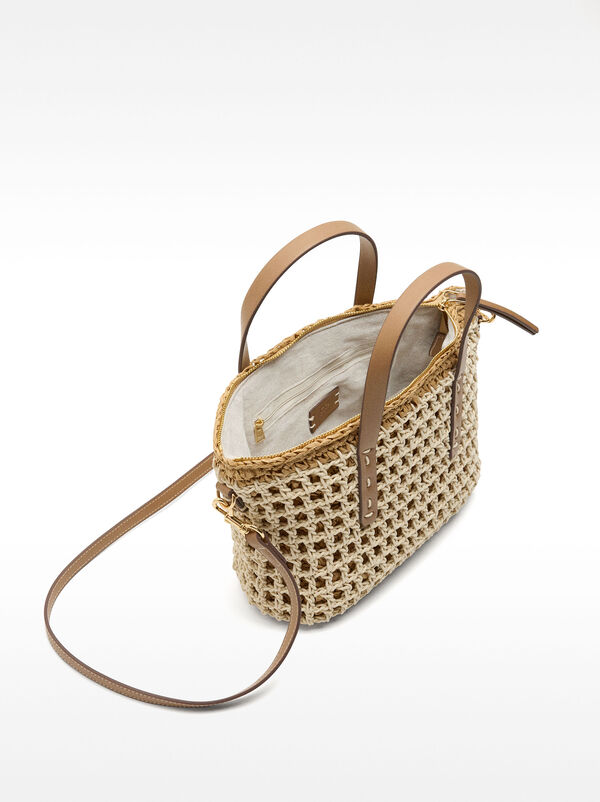 Braided tote bag with straw effect