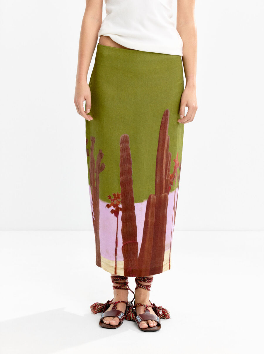 100% linen skirt with print