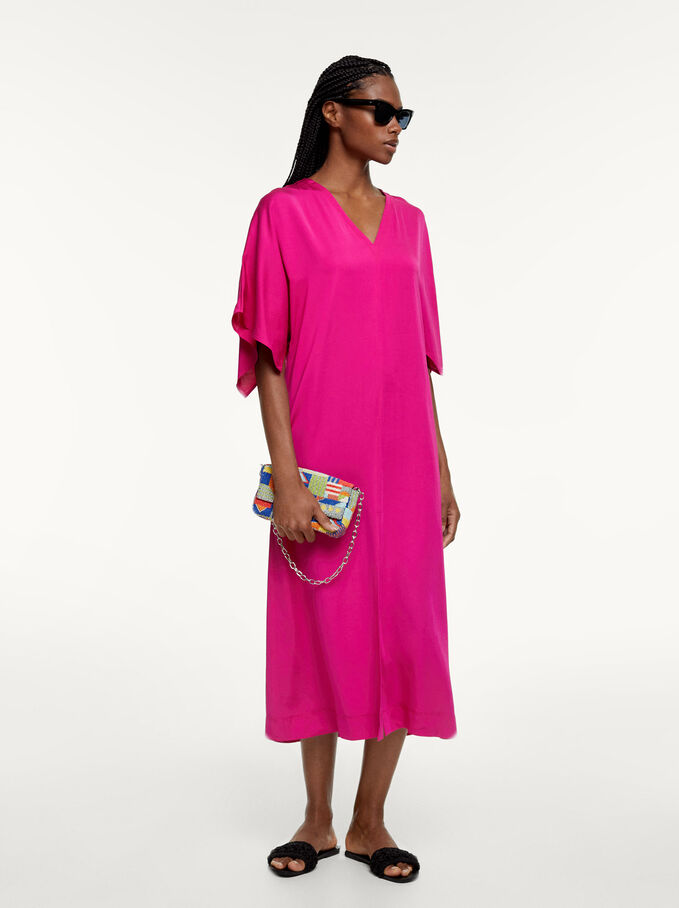 Long Dress With A Slit, Pink, hi-res