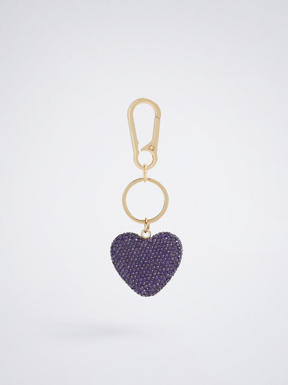Heart Key Ring, Purple, hi-res