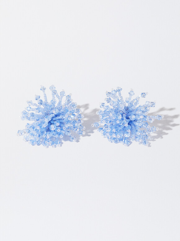 Earrings With Beads, Blue, hi-res