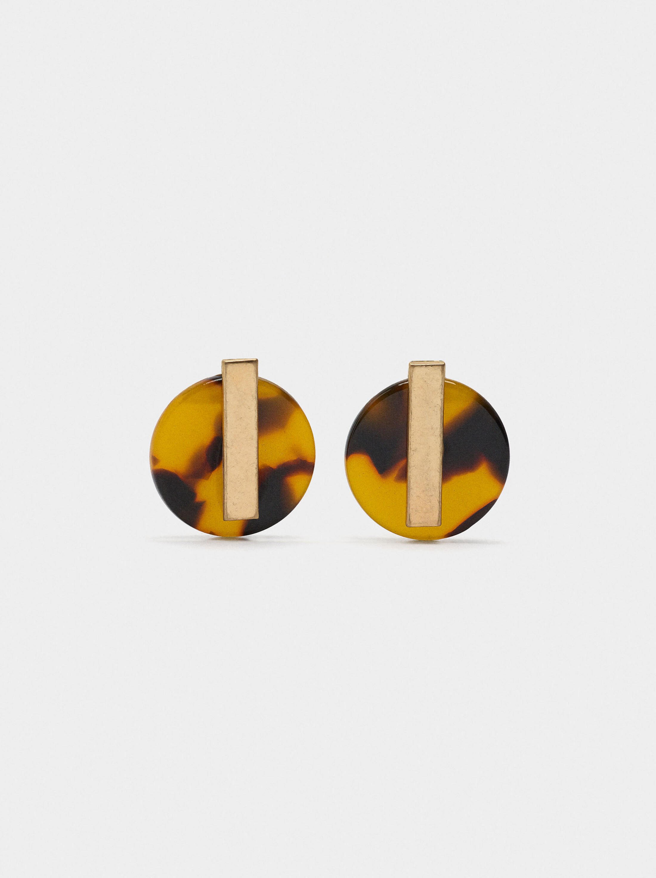 Round earrings with tortoiseshell effect image number 0.0