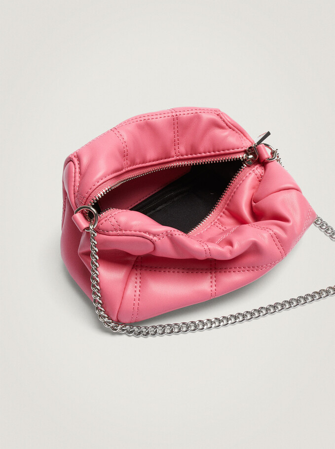 Quilted Crossbody Bag With Contrast Strap, Pink, hi-res