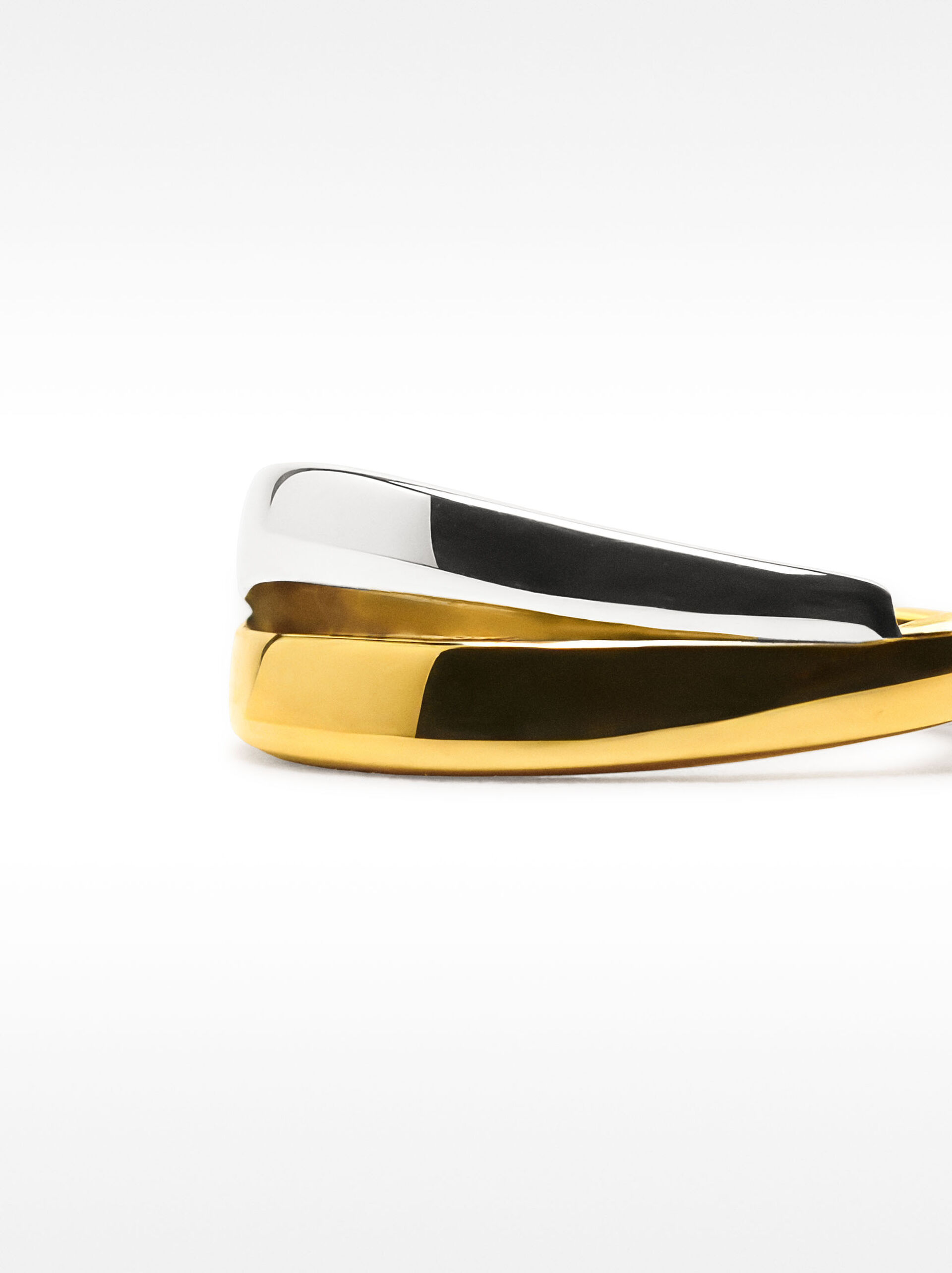 Single bicolor hoop earring - stainless steel image number 1.0
