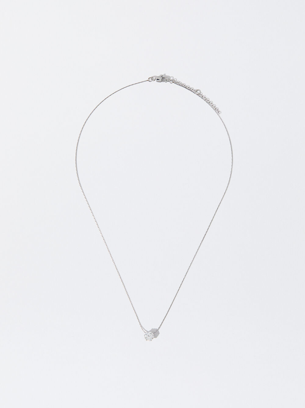 Silver Stainless Steel Necklace With Crystal