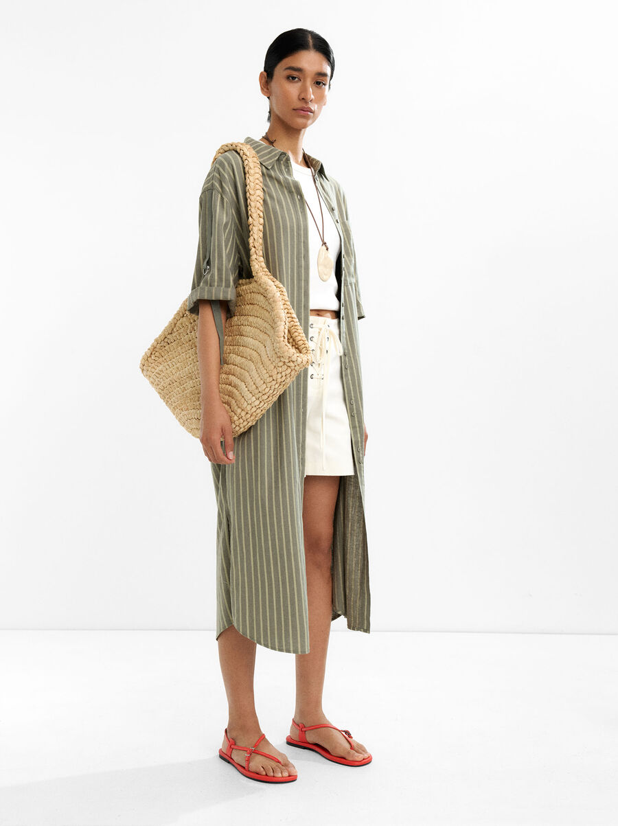 Striped shirtdress linen blend