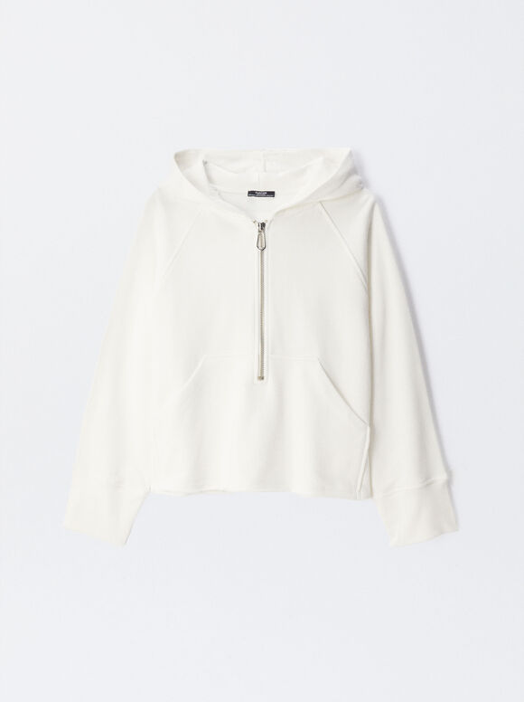 Cotton Sweatshirt, White, hi-res
