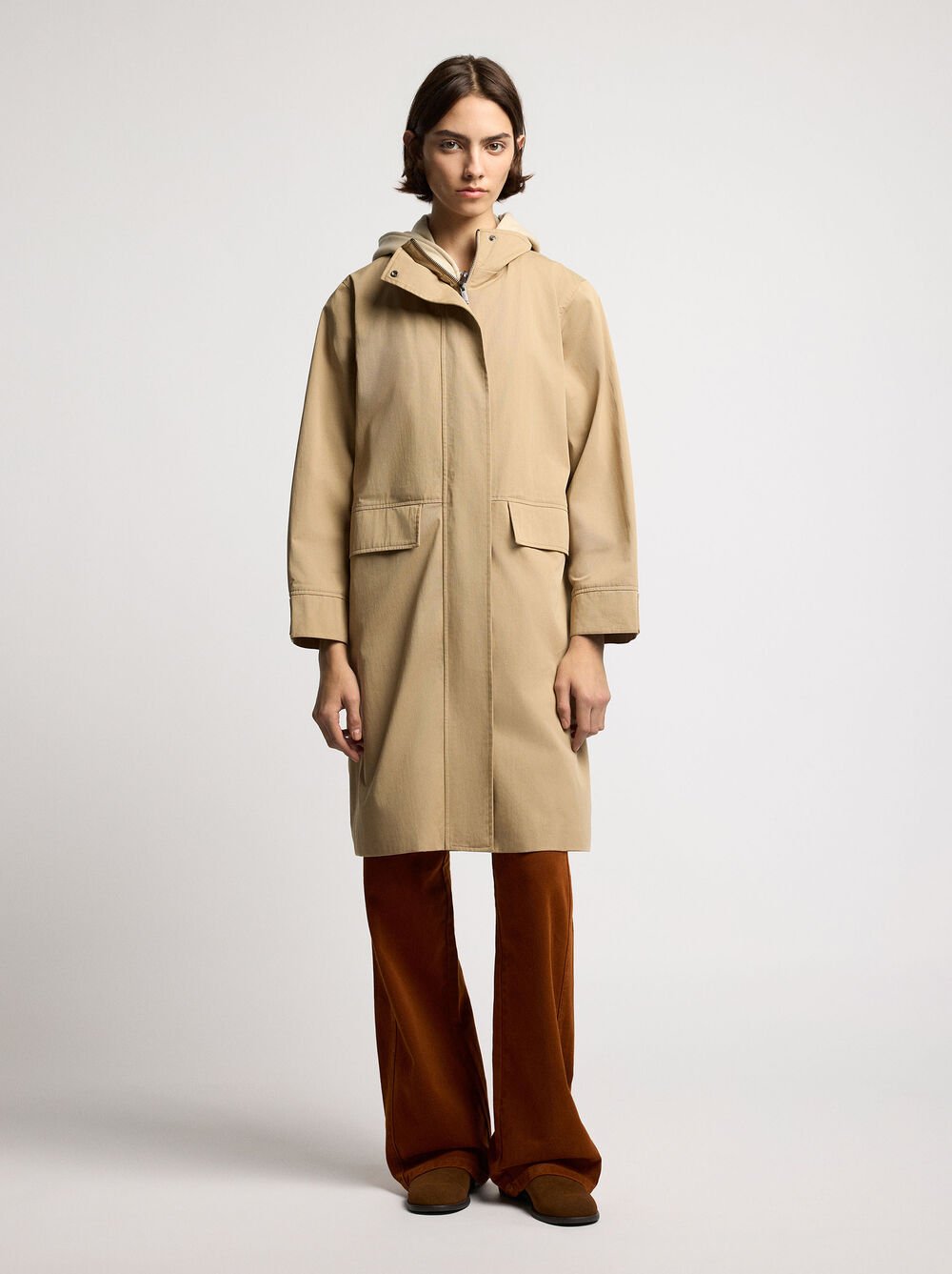 Cotton parka with removable hood