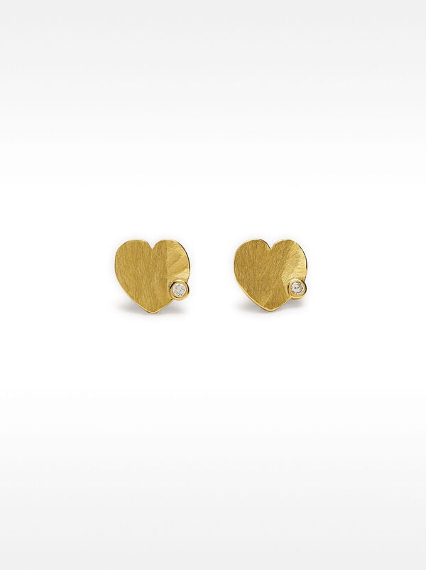 Heart earrings with zirconia - 925 sterling silver