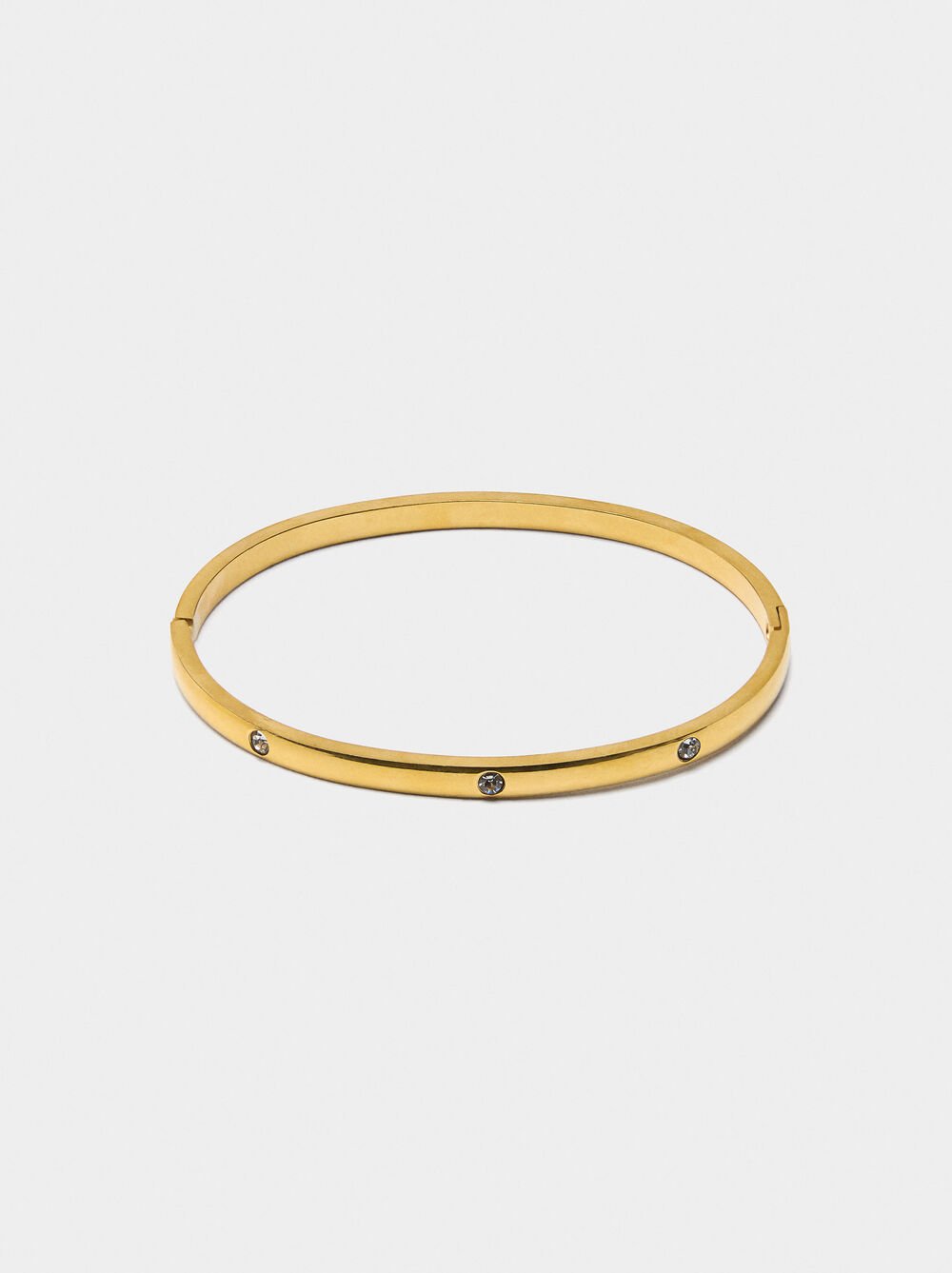 Rigid bracelet with crystals - stainless steel