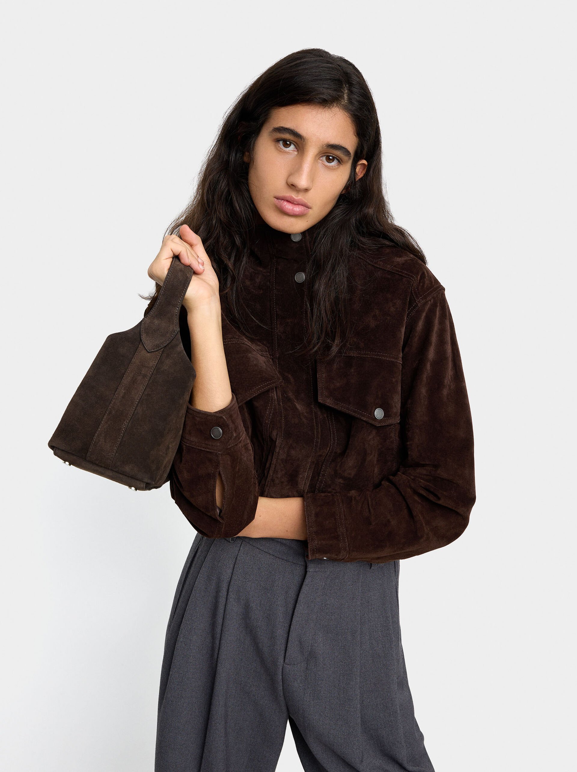 Suede bucket bag image number 1.0