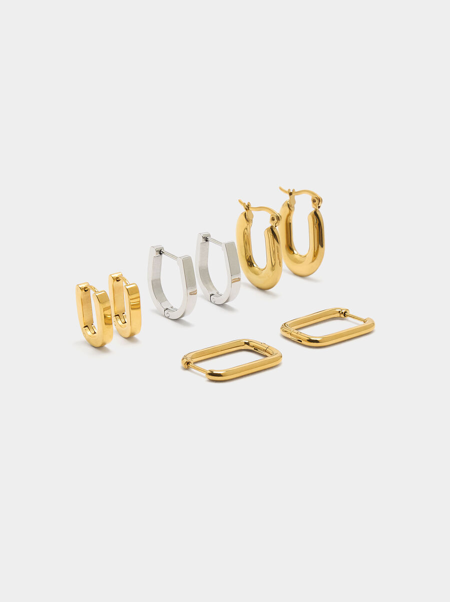 Bicolor hoop earrings set – stainless steel