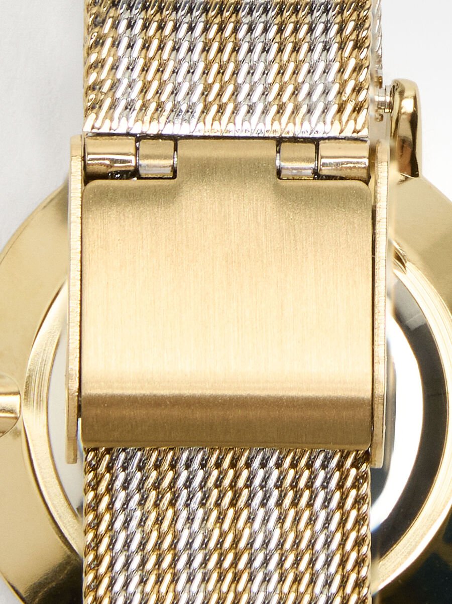 Watch with bicolor stainless steel wristband