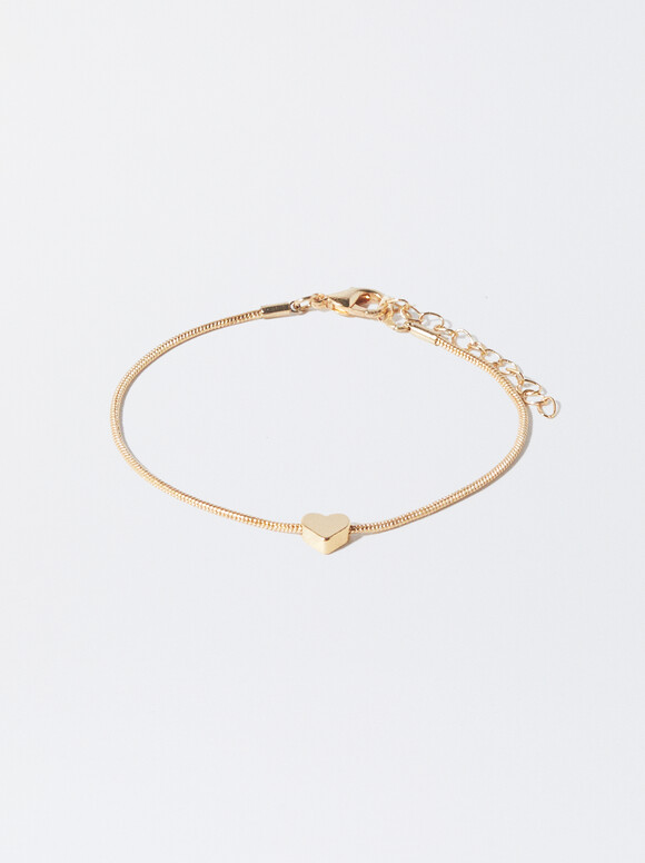 Golden Bracelet With Heart, Golden, hi-res