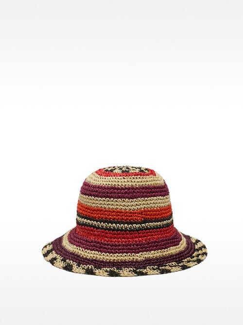 Bucket hat with straw effect