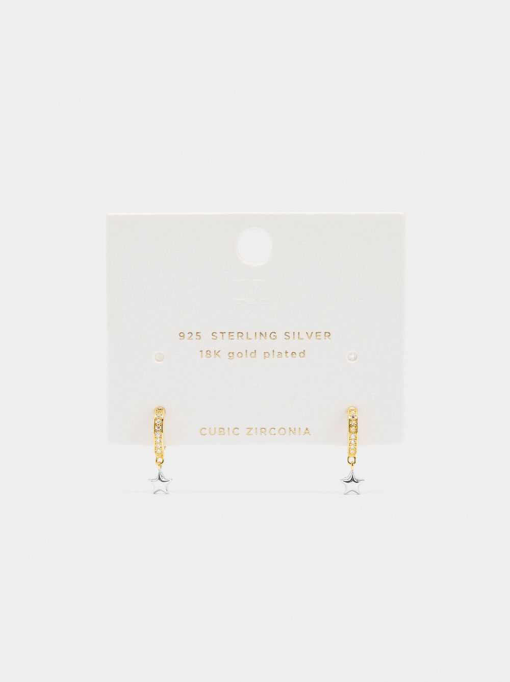 Hoop earrings with cubic zirconia and star - 925 sterling silver