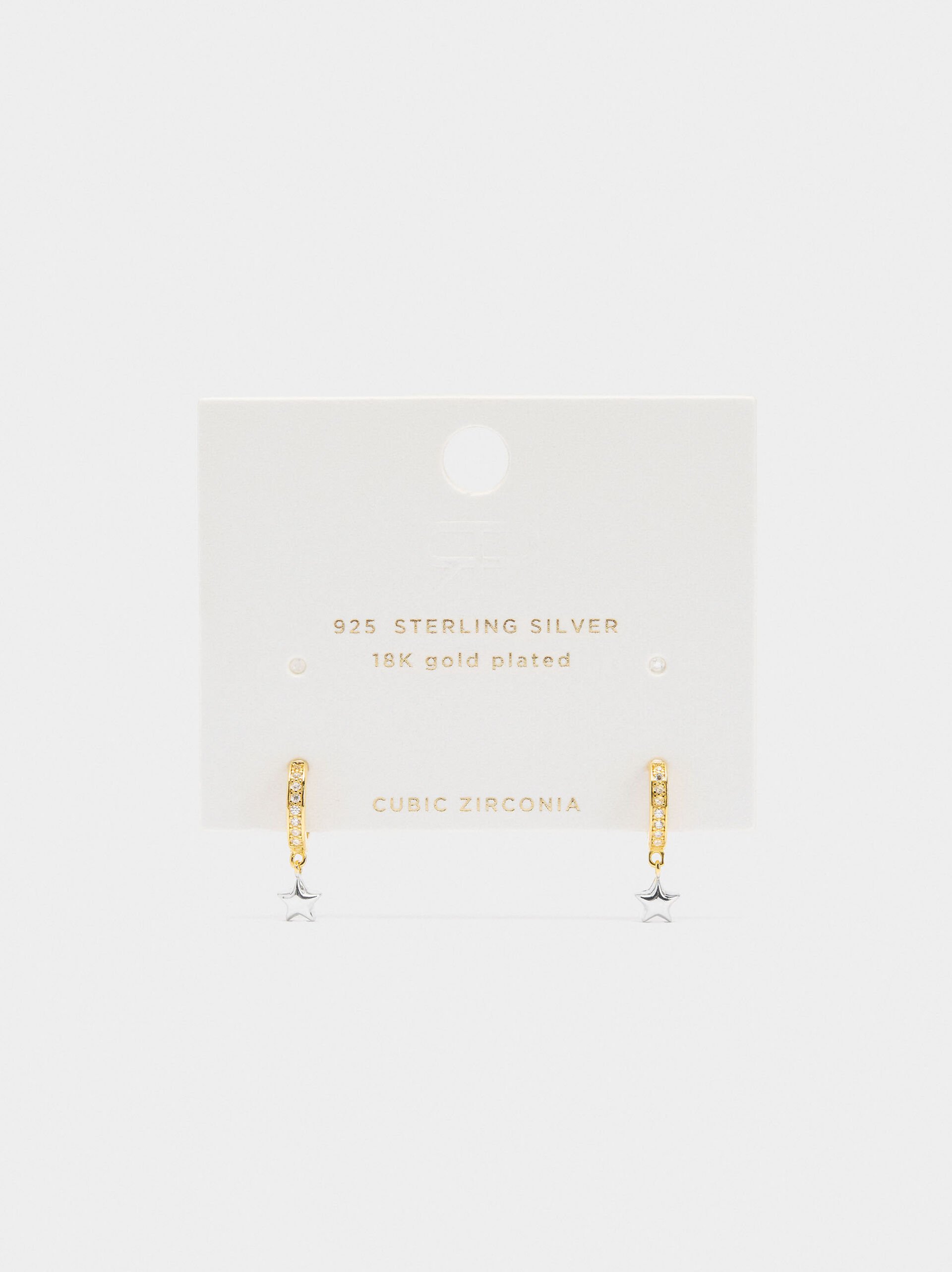 Hoop earrings with cubic zirconia and star - 925 sterling silver image number 3.0