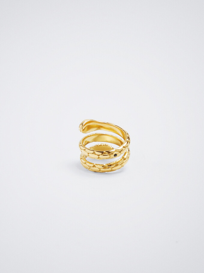 Pinky Finger Stainless Steel Snake Ring, Golden, hi-res