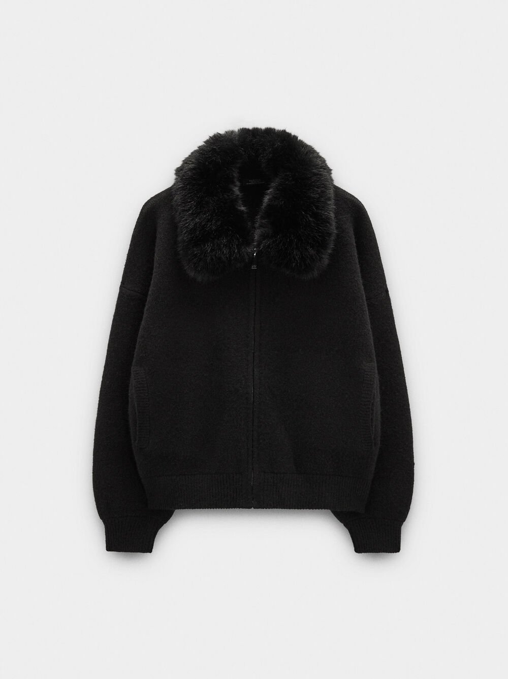 Strickjacke aus Strick mit Kragen in Felloptik