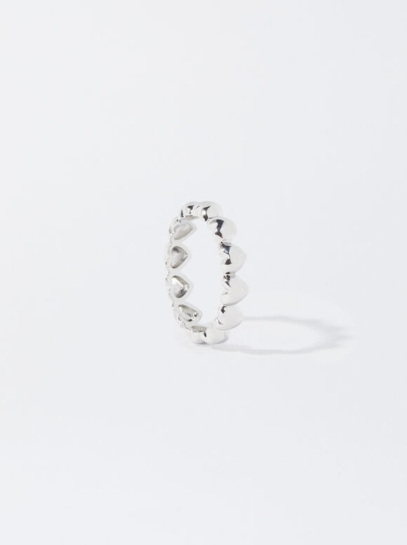 Ring With Hearts, Silver, hi-res