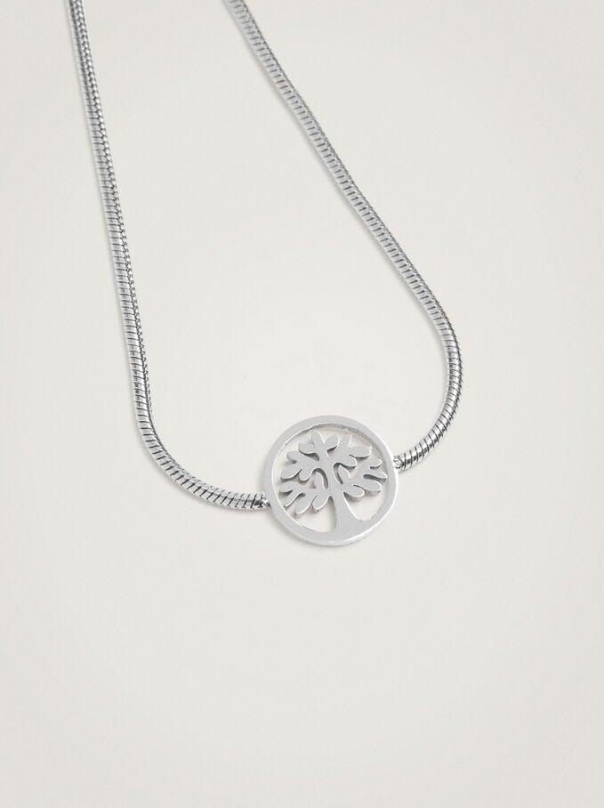Adjustable Steel Bracelet With Tree Of Life, Silver, hi-res