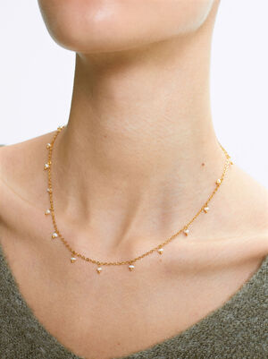 Halskette Aus Stahl Mit Perlen