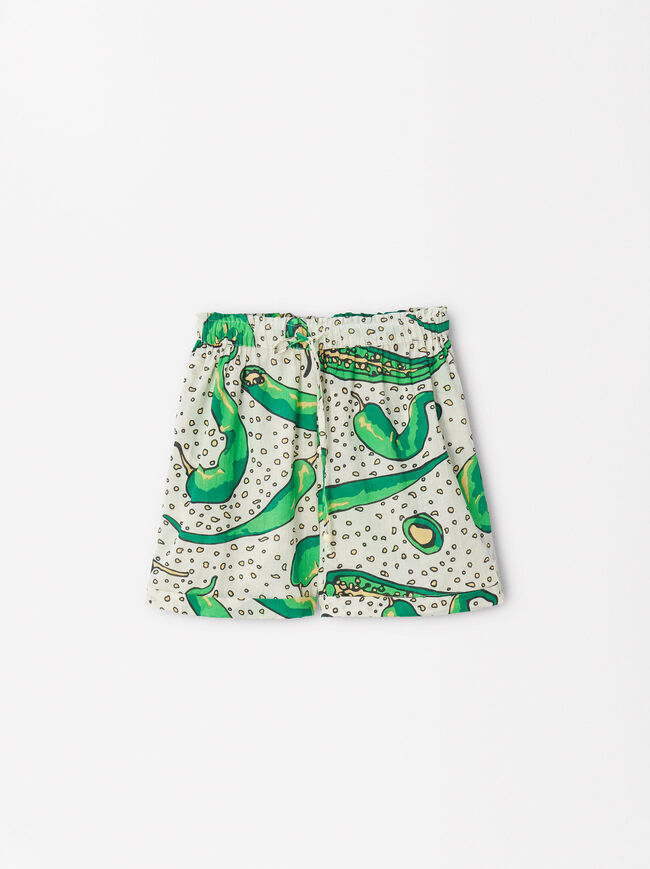 Printed Cotton Shorts image number 5.0