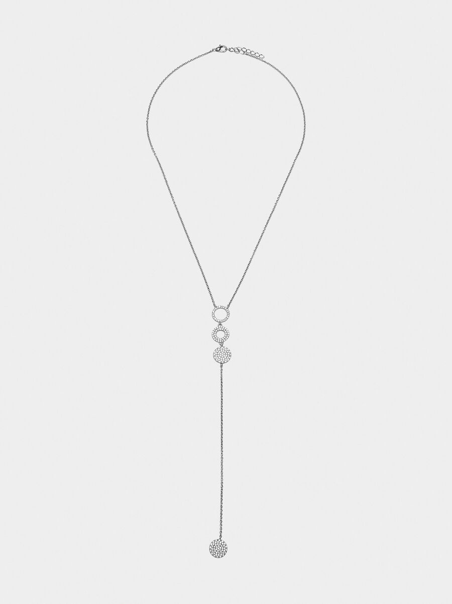 Pendant necklace with hoops and cubic zirconia