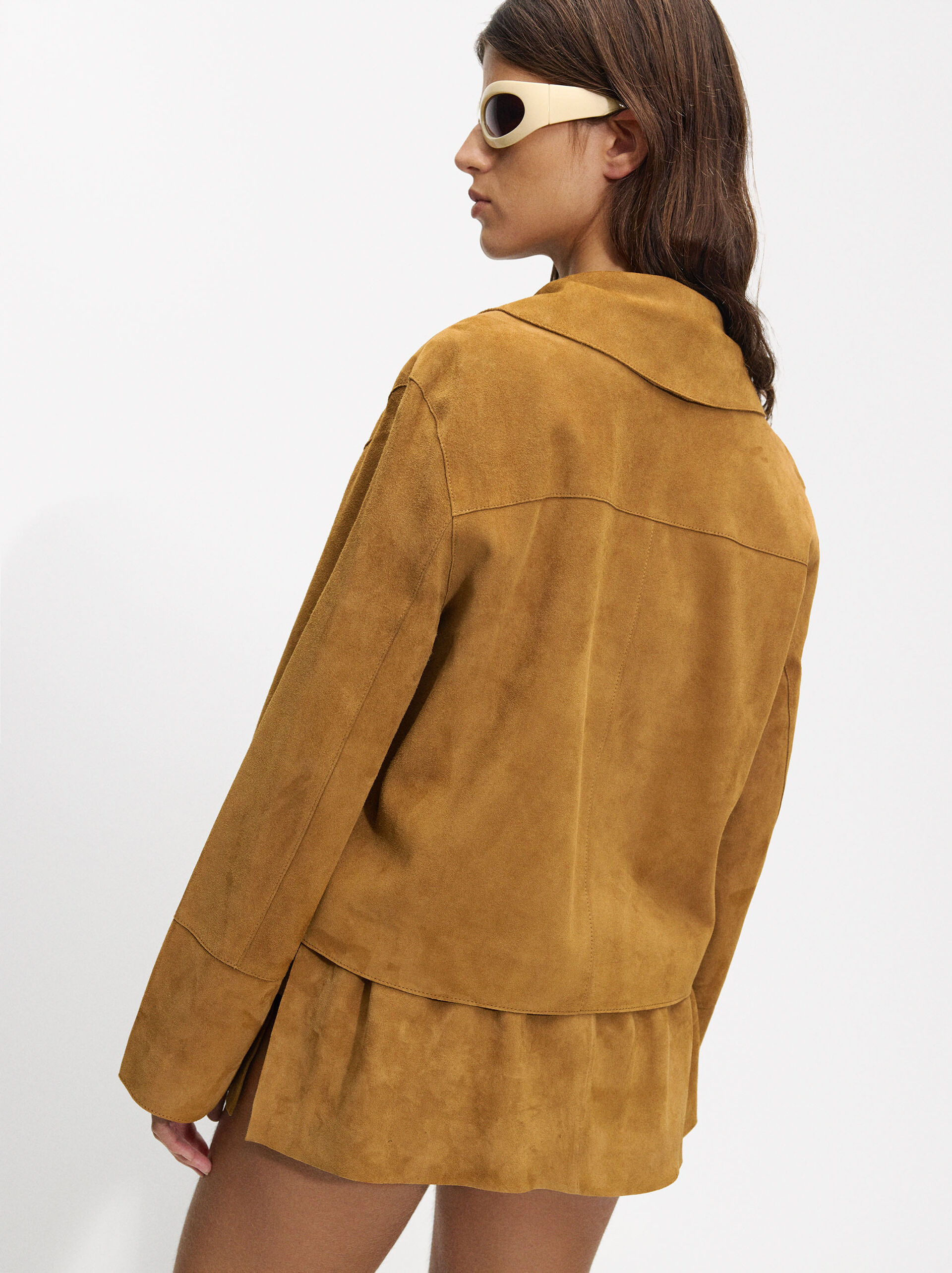 Leather skirt-shorts with gathered image number 4.0