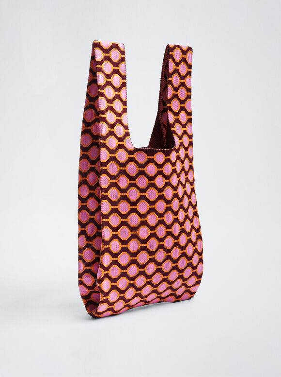 Bolso Shopper Jacquard, Rosa, hi-res