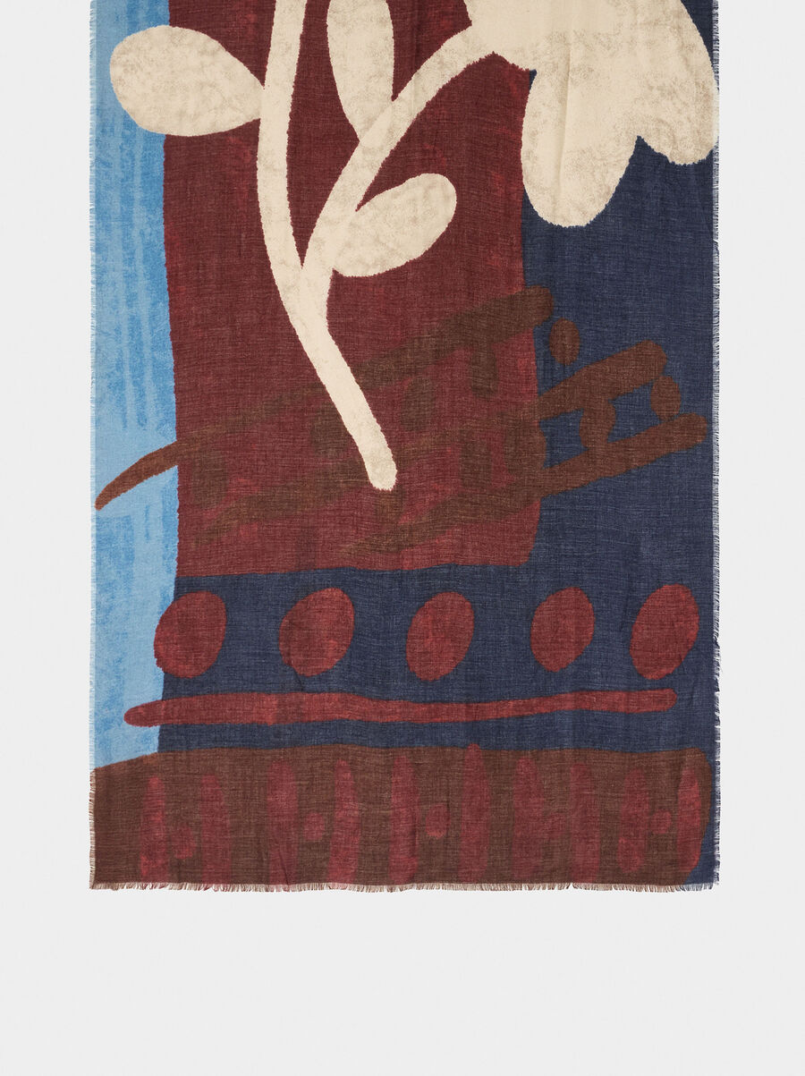 Printed scarf with wool