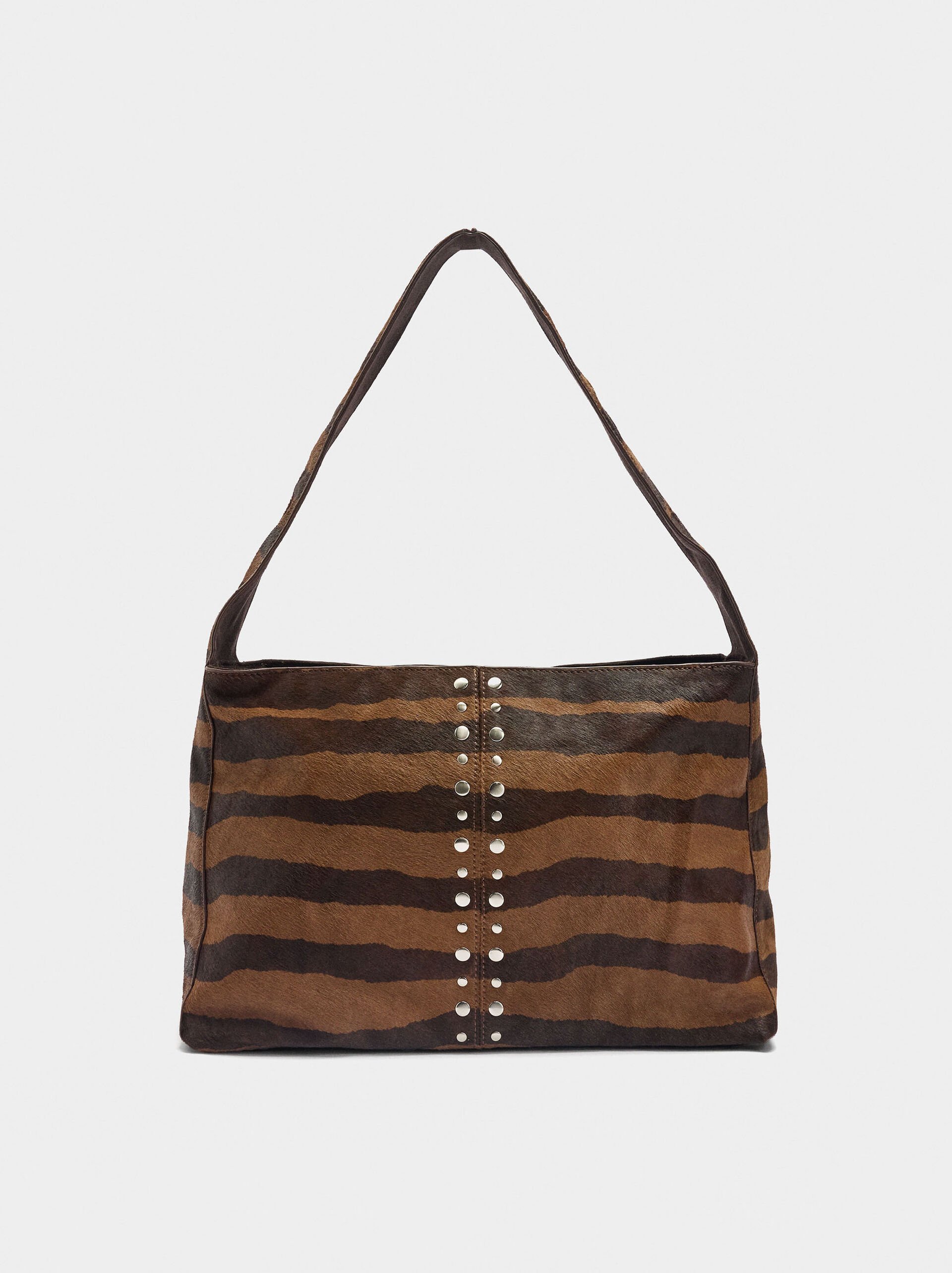 Leather handbag with studs image number 4.0