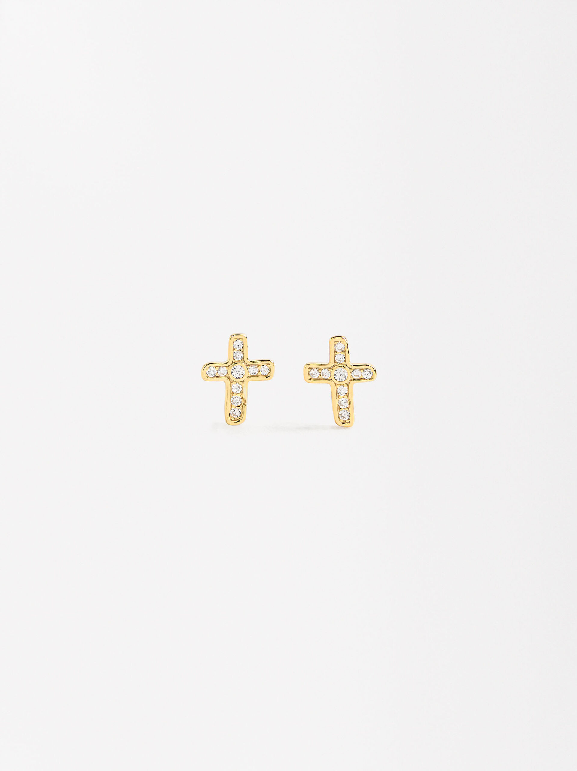 Cross zirconia earrings - 925 sterling silver image number 0.0