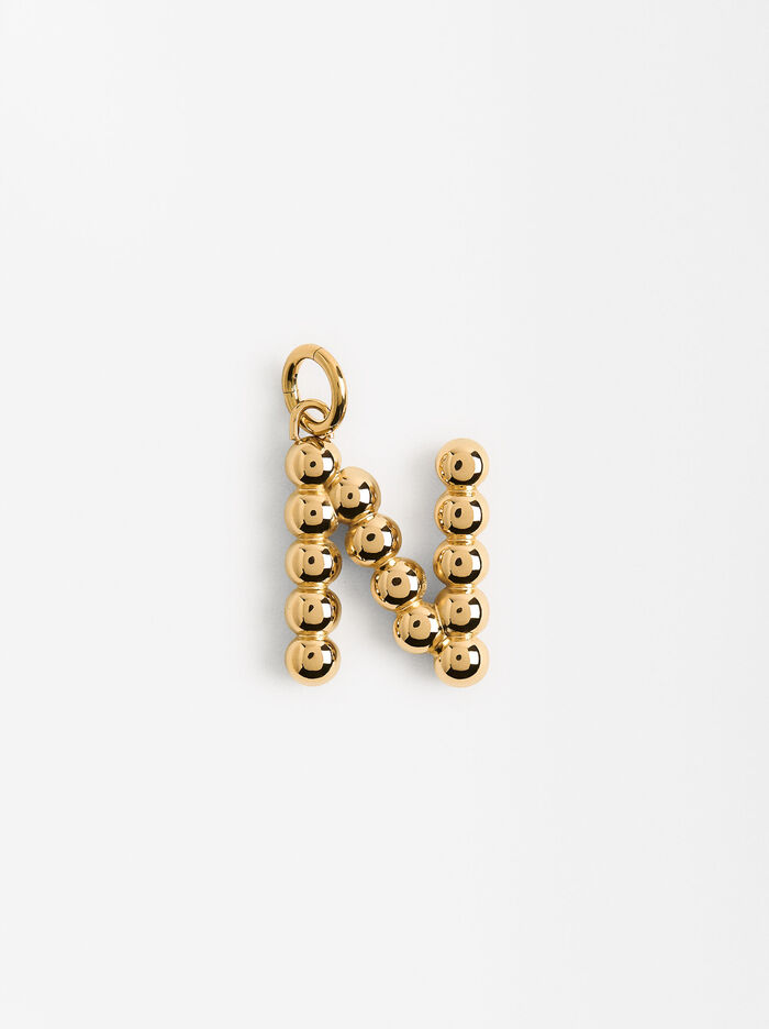 Charm de acero inoxidable letra