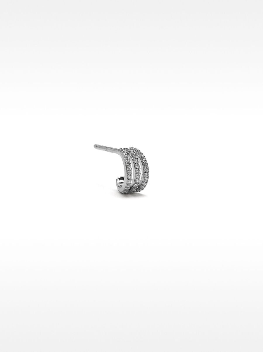 Single hoop earring with zirconia - 925 sterling silver