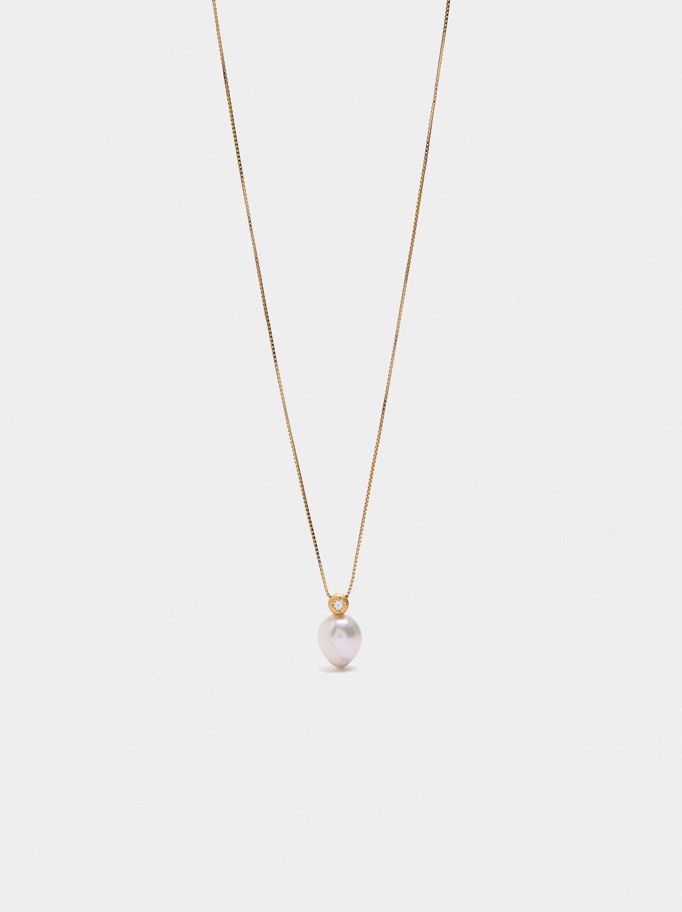 Necklace with freshwater pearl pendant – 925 sterling silver image number 0.0