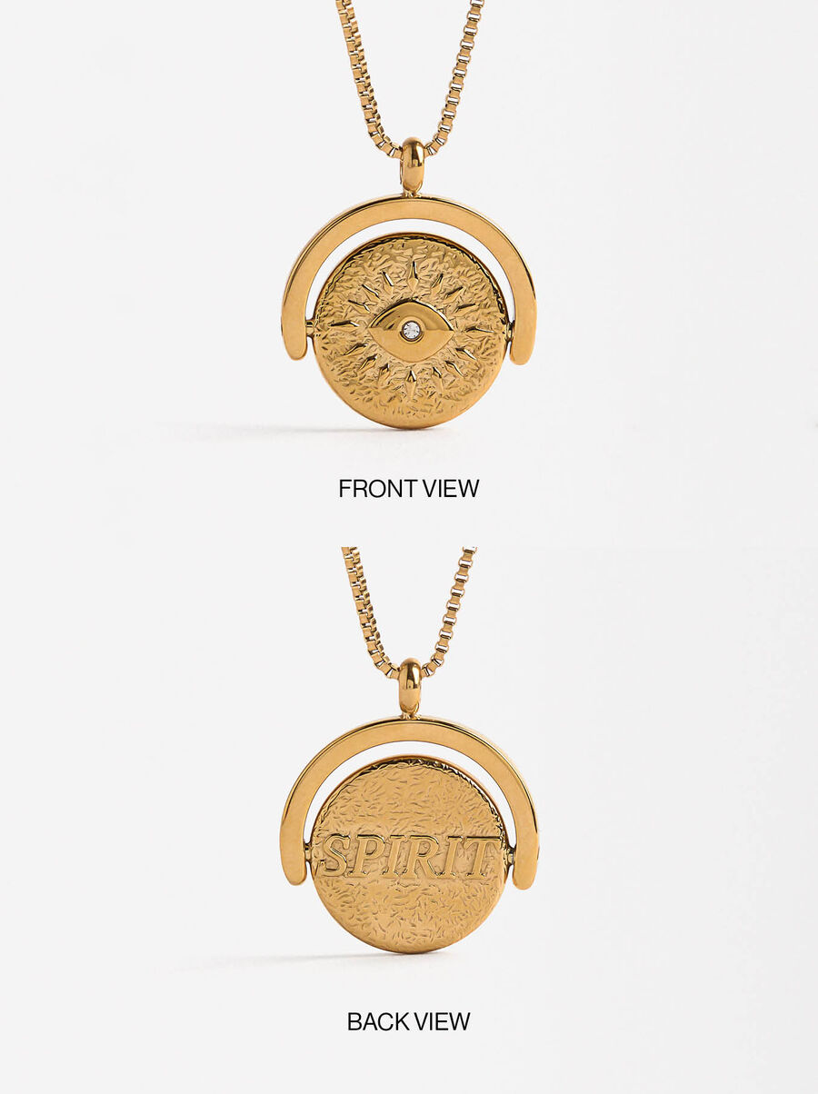 Spinner necklace and earrings set EYE - stainless steel