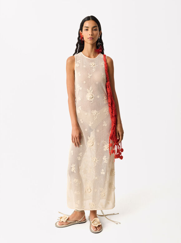 Online Exclusive - Cotton Long Dress, Ecru, hi-res