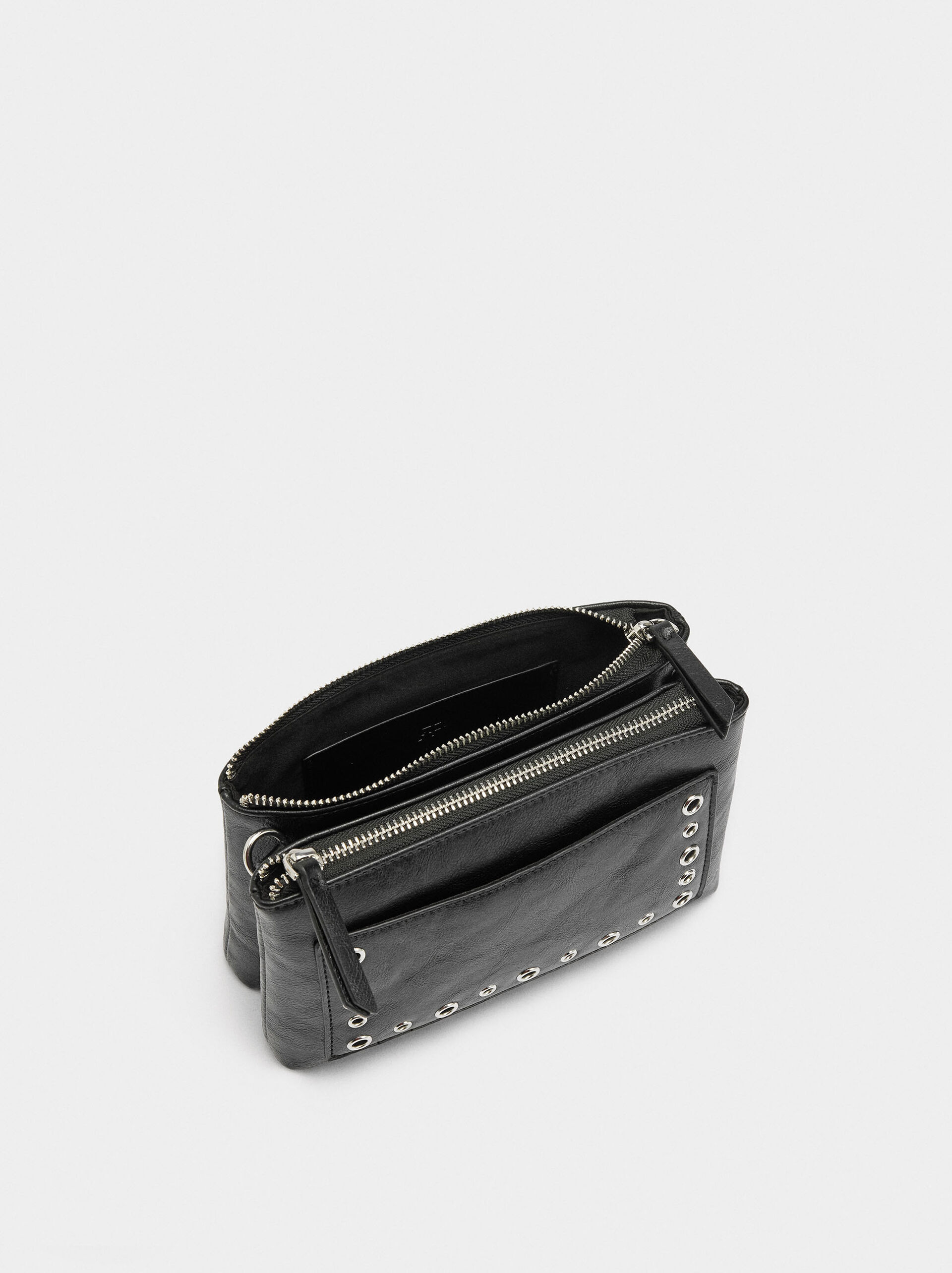Crossbody bag with cracked effect and studs image number 4.0