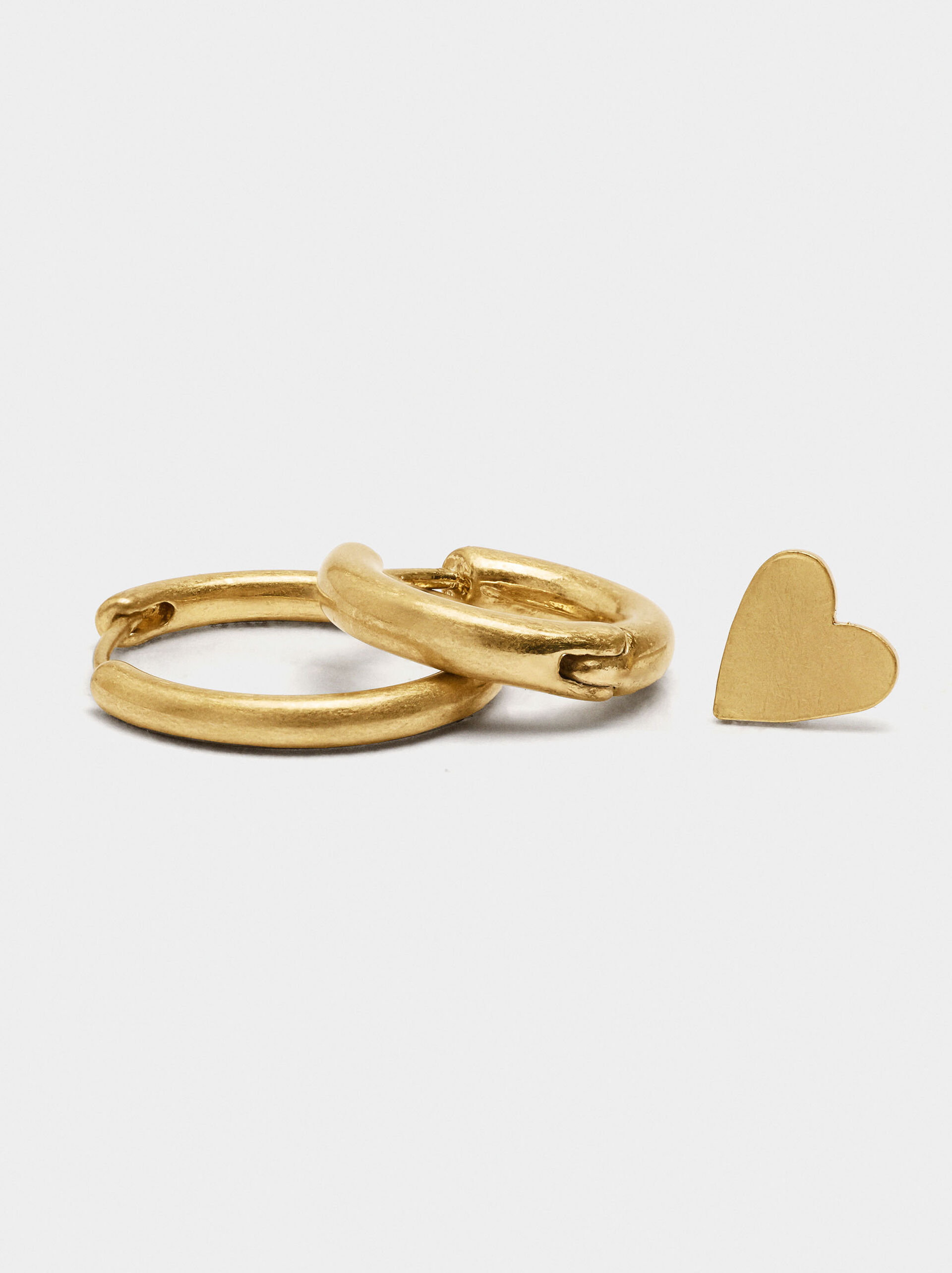 Set of hoop earrings with heart image number 2.0