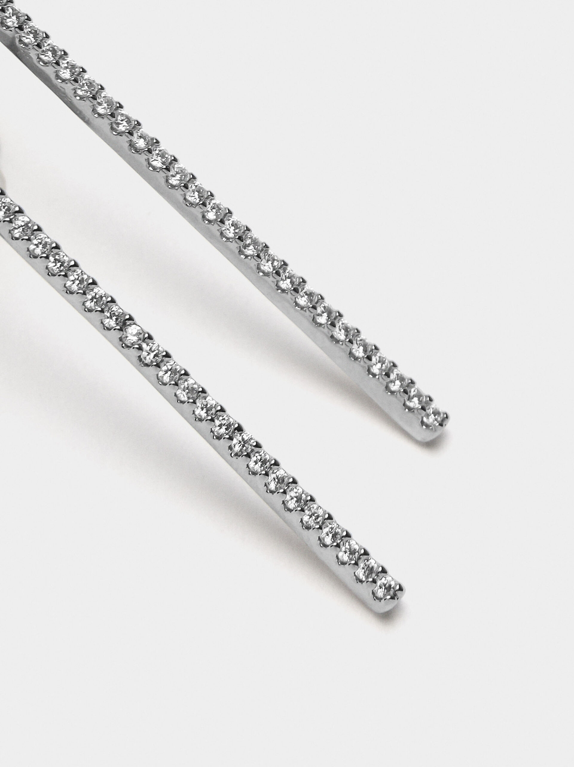 Bar earrings with zirconia image number 2.0