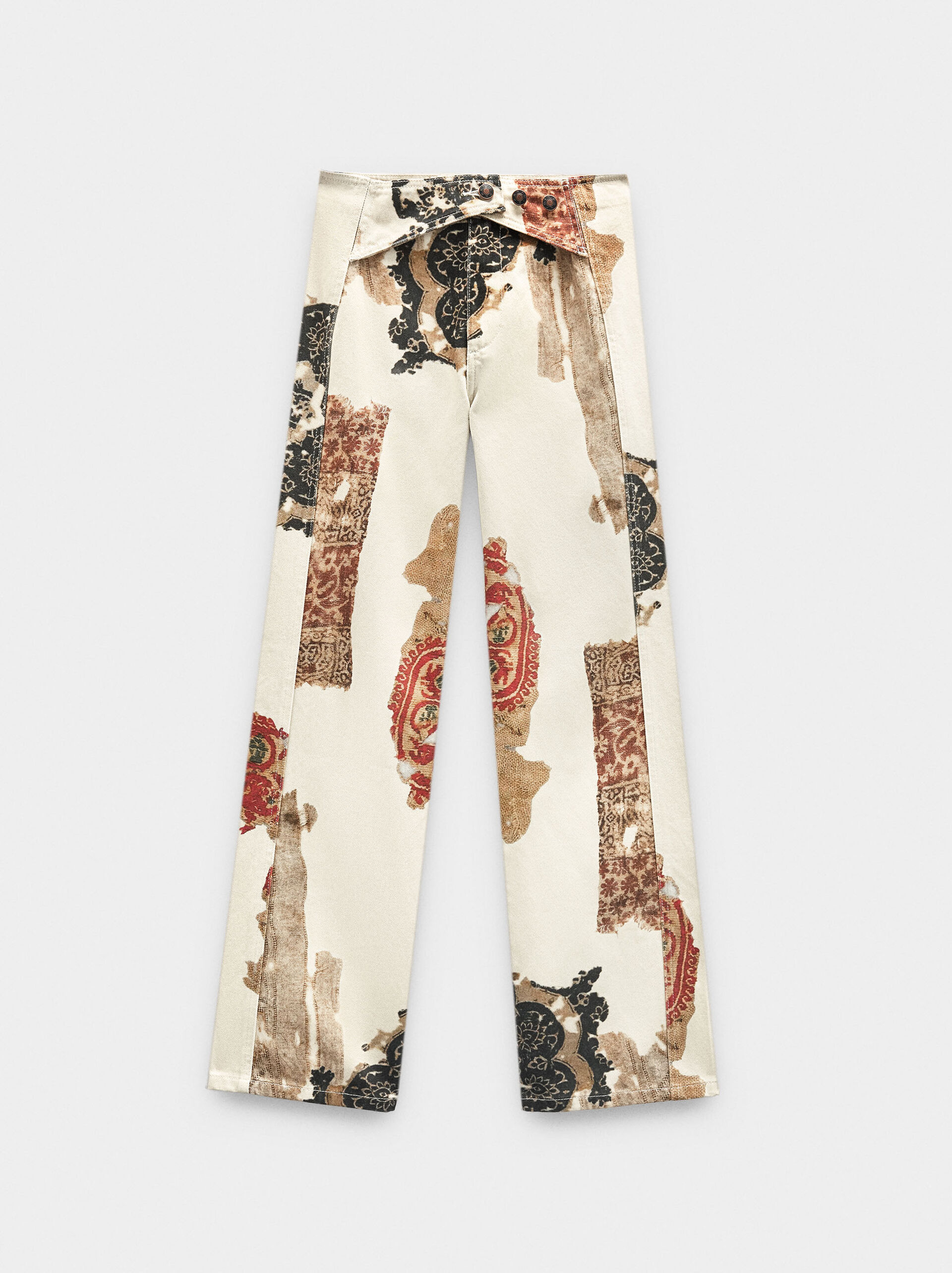 Pantalons en denim imprimé 100% coton image number 5.0