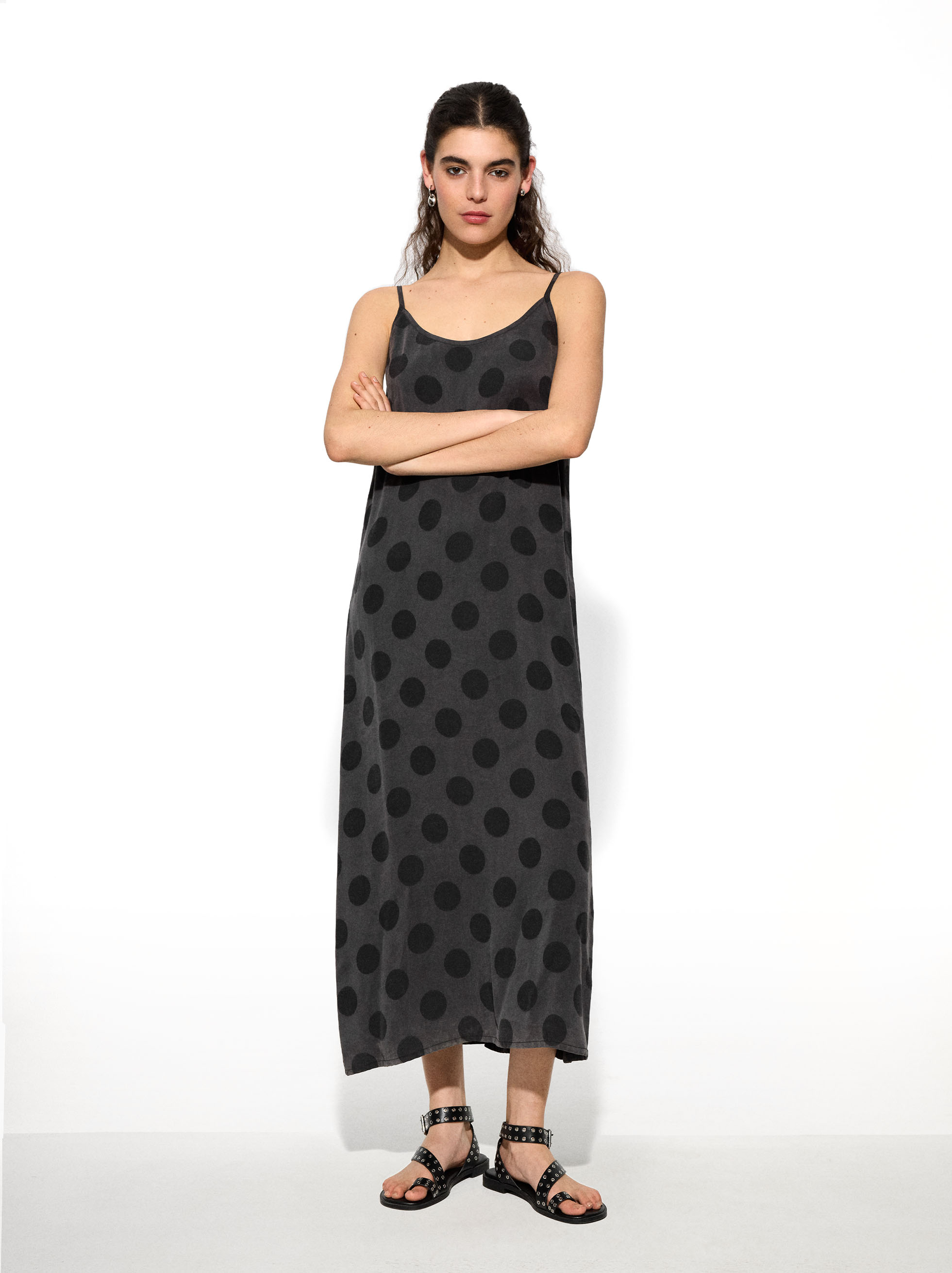Polka Dot Strappy Dress image number 0.0