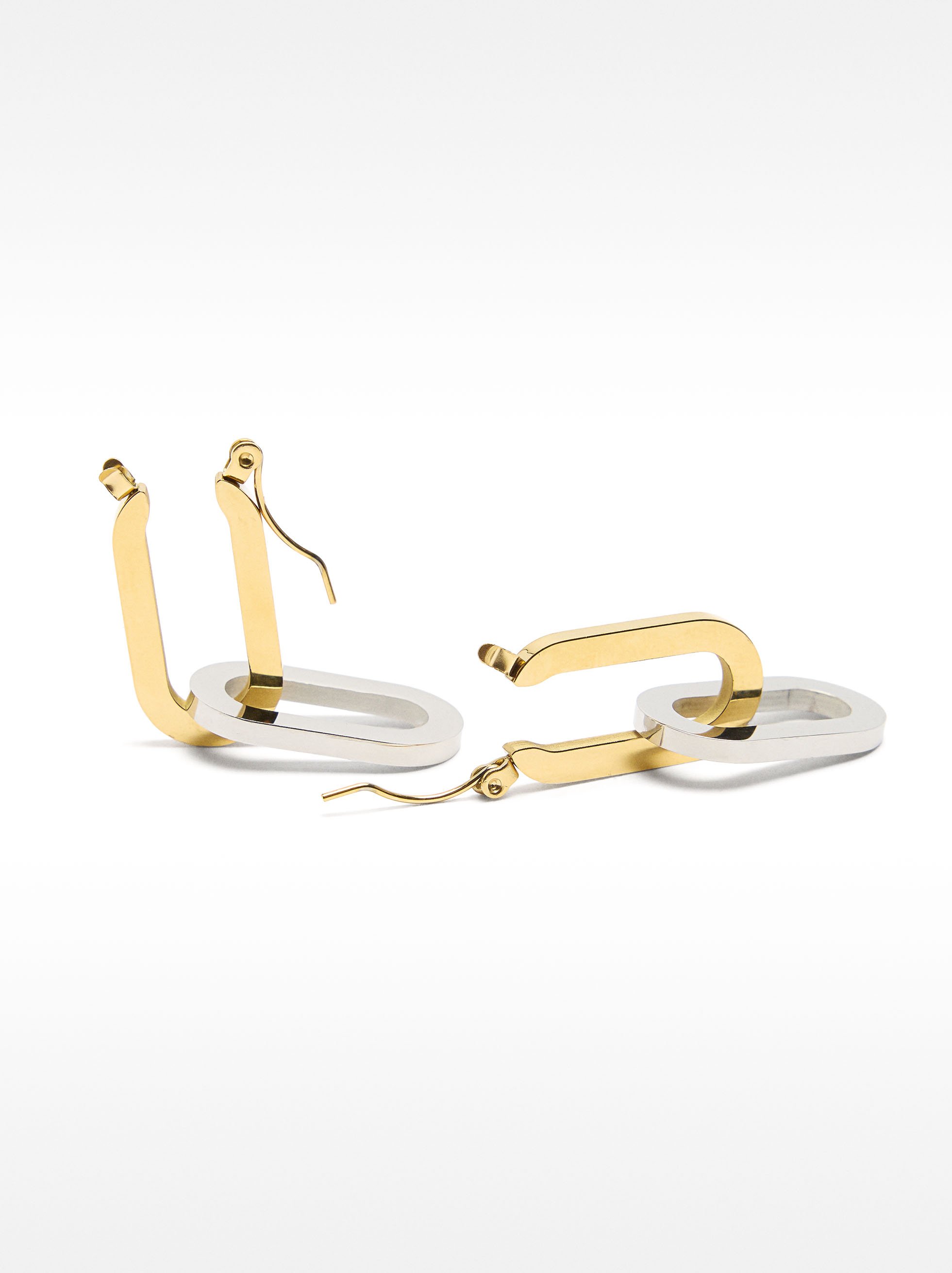 Long two-tone earrings – stainless steel image number 3.0
