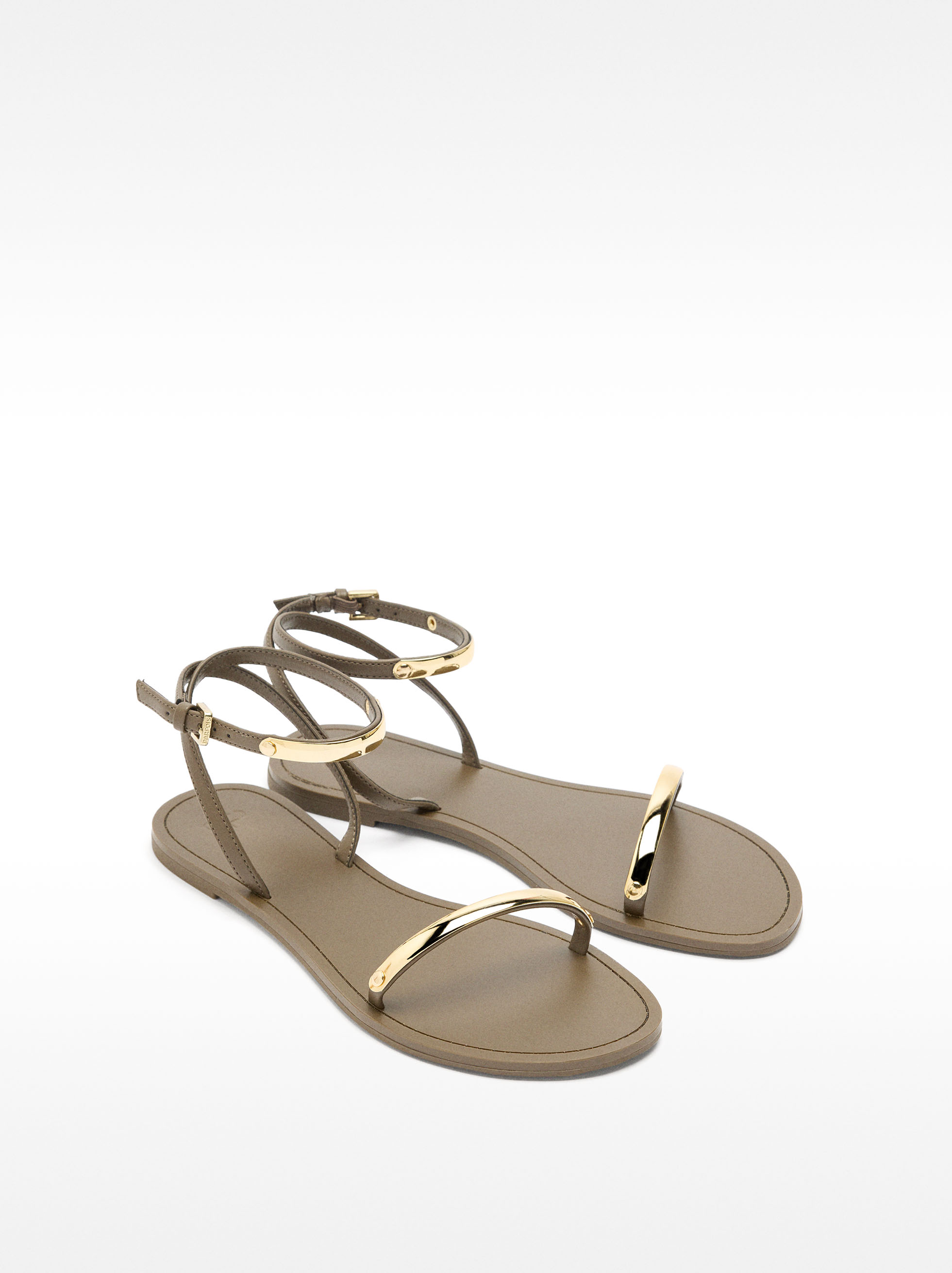 Flat sandals with metallic details image number 2.0